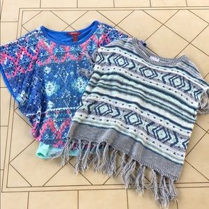 Justice Aztec Fringed Sweater & Arizona Poncho Top